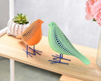 Quoowiit Bird Figurine, Modern Sculpture and Statues for Home Decor, Animal Statues for Bookshelf, Table, Entryway, Fireplace, Resin Decorative Sculpture with Chic Polka Dots Art Design (Green)