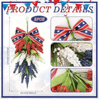 24inch Patriotic Red, White and Blue Floral Swag Wreath for Front Door Patriotic American Floral Teardrop Swags 4th of July Independence Day Rings Wreaths for Pillars Porch Wall Window Decor