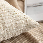 MIULEE Pack of 2 Corduroy Decorative Throw Pillow Covers 16x16 Inch Soft Boho Striped Pillow Covers Modern Farmhouse Home Decor for Sofa Living Room Couch Bed Cream White