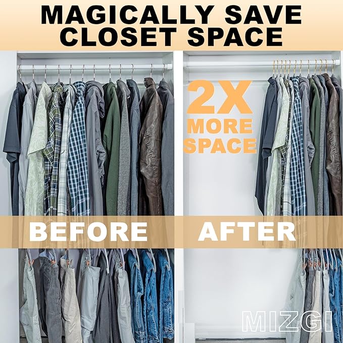 MIZGI Premium Clear Hangers with Gold Glitter (50-Pack) - Heavy-Duty Acrylic Suit Hangers with Gold Hooks - No Shoulder Bump Space Saving Clothes Hangers for Jackets, Coats, Dresses