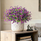 Artificial Fake Mums Flowers for Outdoor Spring Decor, 12 Bundles Faux Flowers Plants Silk Daisy for Planter Pot Colorful UV Resistant Look Real for Front Door Porch Patio Outside Yard(Light Purple)