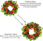 WreathDream 22 inch Artificial Spring Summer Wreaths for Front Door Poppy Wreath with Lavender Ear,Cherry Blossom,for Front Door Indoor Outdoor Home Farmhouse Decor