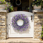 LZNPA 26 Inch Large Lavender Wreath for Front Door Greenery Summer Spring Wreaths for Front Door Wreaths for Front Door All Seasons for Wedding Farmhouse Wall Porch Window Decor(Purple Lavender)