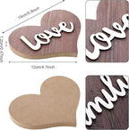 Jetec 2 Pieces Heart Shaped Wooden Decor - Rustic Family Love Table Centerpiece for Home, Living Room, Bedroom, Kitchen, Office - Ideal Housewarming and Wedding Decoration