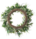 Glitzhome 22" D Easter Wreath with Artificial Easter Eggs Berries and Lavender for Front Door Wall Decor, Spring Easter Garland with Colored Eggs Berries Holiday Decoration