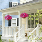 INSPRING Artificial Hanging Flowers for Outdoors Baskets Fake Plants Spring Decoration, UV Resistant Faux Silk Morning Glory in Planter Look Real for Outside Patio Porch Balcony Garden Home Decor