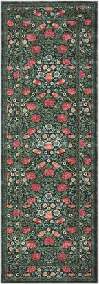 GarveeHome Green Vintage Floral 2x6 Runner Rug Washable Kitchen Rugs Non Slip Boho Long Rug for Hallways Bedroom Entryway Bathroom Mat with Rubber Back