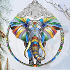 Stained Glass Suncatcher Ornament - Elephant Christmas Decorations - Christmas Ornaments for Tree - Holiday Present Ideas - Gift Exchange