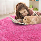 OLANLY Hot Pink Round Rugs for Bedroom - Machine Washable, 6 ft Circle Area Rugs for Living Room, Soft and Fluffy Shaggy Carpet for Teen Girls and Boys, Nursery Rooms, Dorms, Home Decor Aesthetic