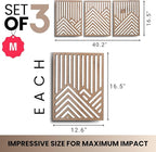 qmmp Modern Wooden Wall Sculptures - Set of 3 - Home Decor Accent - Large Wall Art for Living Room, Bedroom, Office - Easy Installation (Oak, Medium - Mountain and Sun)