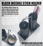 2 in 1 Incense Holder for Sticks,Glass Incense Burner Holder with Storage,Upside Down Incense Holder for Sticks with Glass Ash Catcher for Meditation Yoga Spa Room Home Decor[2 Long Full Black]
