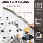 8 Medium Vacuum Storage Seal Bags, Space Saver Bags with Travel Hand Pump, Compression Airtight Sealer Bags for Clothes, Bedding, Pillows, Comforters, Blankets