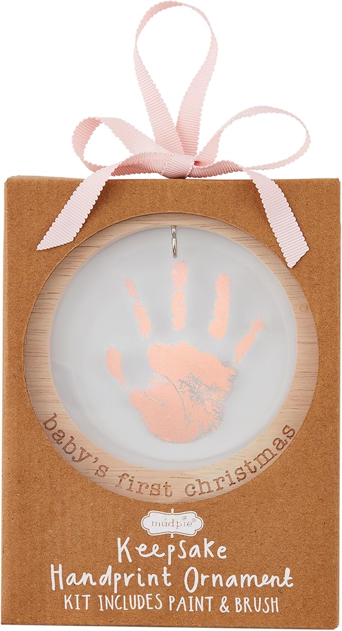 Mud Pie Pink Handprint Ornament