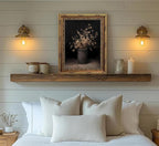Vintage Gold Framed Wall Art Fall Dried Flowers Antique Vase Country Oil Painting Canvas Prints Dark Moody Rustic Still Life Picture Gothic Victorian Botanical Poster Artwork for Bedroom, 9x11in