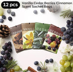 MYARO 20 Packs Cedar Cinnamon Vanilla Berries Potpourri Bag Scent Sachet for Closet Drawer Room Car Home Air Freshener Shoe Odor Elimination