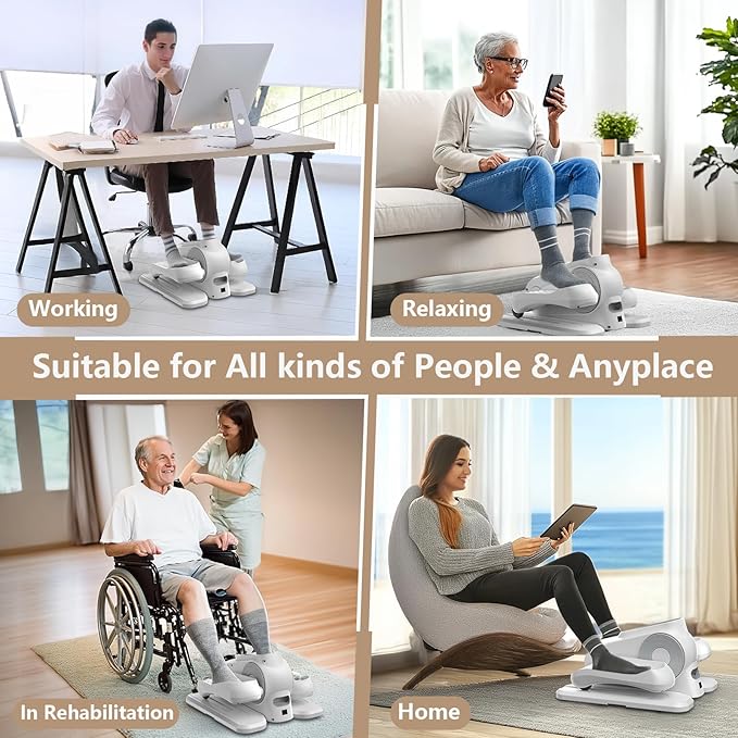 Under Desk Oval Exercise Machine Electric Oval Leg Exerciser Seen on TV 12 Speed Foot Exerciser for Seniors Portable Mini Seat Pedal Exerciser for Home Office