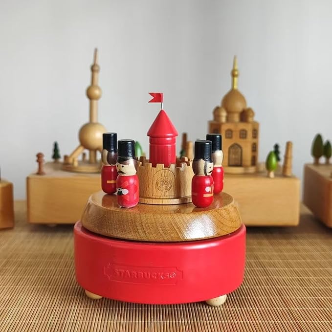 Natural Solid Wood Handcrafted Beech Wooden, Musical FigureTotoro/Carousel/Fairy/Ballerina Figurine,Rotating Hand Crank Mechanism Music Box,Musical Decorations (Nutcracker)