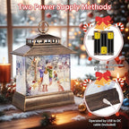 Christmas Snow Globe Lantern Water Glittering Lantern with 8 Songs & 6H Timer Romote Control Christmas Snow Globes USB & Battery Operated for Holiday Festival Decorations Gifts (Snowman and Children)