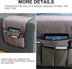 Sofa Armrest Organizer Non-Slip Remote Control Holders for Recliner Couch Chair Armchair Caddy with 5 Pockets for Table,Cell Phone,Ipad,Magazines,Books (Lightgrey, 13 x 35 Inch)