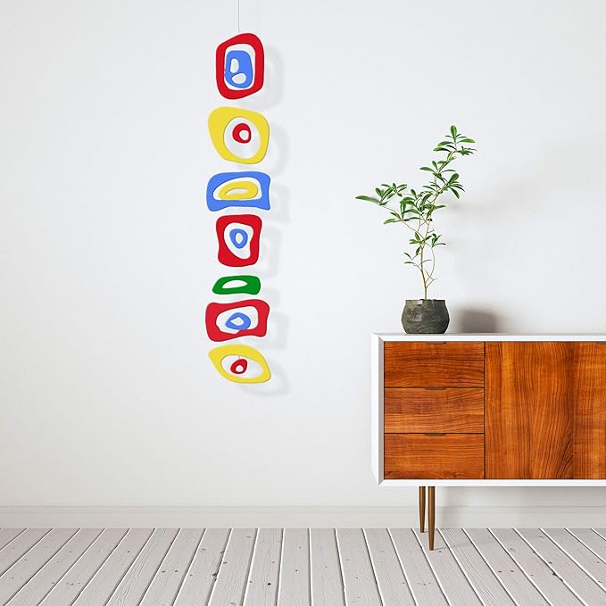 Atomic Mobiles Multi Color Retro-A-GoGo Hanging Art Mobile 9”x48” - Groovy Mid Century Modern Style Home Decoration - Impressive Gift Idea - Home, Office, and Your Work from Home Office Decor!