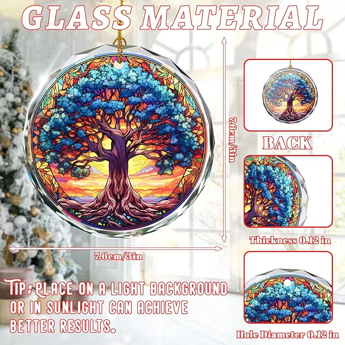 Tree of Life Stained Glass Christmas Ornament, Christmas Tree Decoration, Gift for Holidays