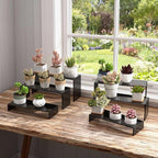 6 PCs Risers Display Stands 3 Tiers Desktop Acrylic Shelves Cake Dessert Holder Products Stand for Collectibles Shoes Jewels Pop Figure （Black）