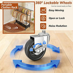 Clothes Rack, Double Rods Clothing Rack, Clothing Racks for Hanging Clothes, Rolling Clothes Rack with Storage Basket & Heavy Duty Wheels, Garment Rack for Bedroom, Laundry Room, Black