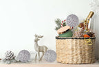 Christmas Traditions 4 inch Silver Glittered Rattan Ball Ornaments Hanging Tree Decorations (Set of 6)