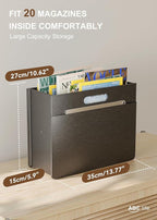 ABC life Magazine Holder Stable Magazine Rack Floor, Foldable PU Leather Newspaper Book Storage Basket Box, Upgraded Magazine File Folder Organizer Free Standing, for Living Room Home Office, Black