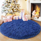 4'x4' Blue Round Rug for Bedroom, Ultra Soft Fluffy Circle Rug for Kids Girls Boys Room, Cute Shag Rugs for Living Room Playroom Teen Room Home Decor Rug