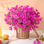 Waipfaru Artificial Flowers for Outdoors, 24 Bundles Faux Plants Outdoor, UV Resistant Artificial Plants Outdoor, Silk Petunias Fake Flowers for Outside Home Decor Planter Porch Decoration, Rose Red