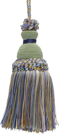 DÉCOPRO Beautiful Hand-Crafted 5" (12.5cm) Key Tassel, 3 1/2" (8.5cm) Loop # IKTJ, Spring Green #4668 (Mint Green, Sky Blue, Light Gold) Sold Individually