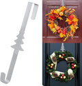 15 inches Christmas Decorative Wreath Hangers for Front Door;Over the Door Hooks (Silver, Christmas Tree)