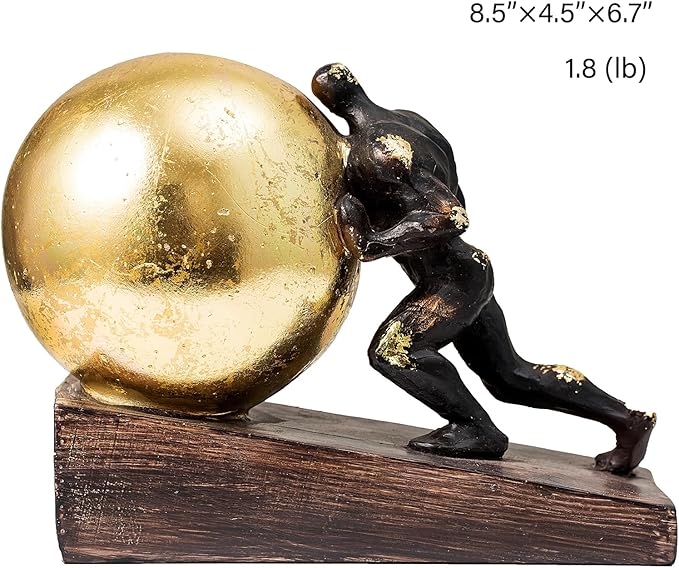 Lukitas Sisyphus Sculpture Home Decor, Struggler Statue, Sportsman Figurine Ornament for Office Living Room, Resin L8.5''