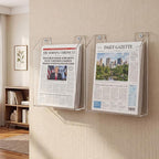 Sliner 2 Pcs Wall-mounted Single Pocket Newspaper Holder Acrylic Brochure Holder Clear Acrylic Display Holders for Home Office Waiting Room Magazine Mail Organizer, 13.38 x 11.50 x 2.24 Inches