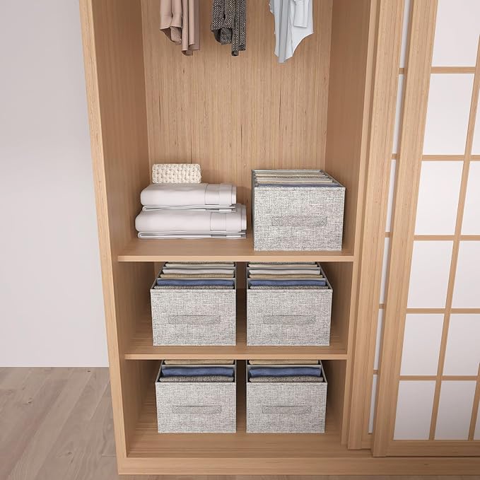 Wardrobe Clothes Organizer, 5 Compartments Jeans Organizers and Storage, Stackable Drawer Organizer for Closet - Pants, Sweaters, T-Shirts, Dimension 14.2" x 11"x 8"