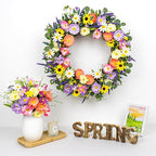 VioletEverGarden 28 Inch Spring Wreaths for Front Door Large Spring Wreath 6 Colors Floral Wreath with Lavender Daisy and Eucalyptus for Indoor Outdoor Holiday Celebration