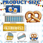 Yuntau 4 Pcs Oktoberfest Table Decorations Wooden Beer Tabletop Centerpiece Bavarian German Festival Tiered Tray Decor Rustic Oktoberfest Block Sign for Photo Prop Party