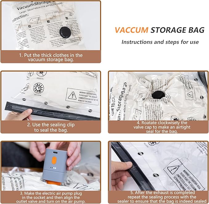 Fast-Charging Wireless Pump and 16 Pack Vacuum Compression Storage Bags,Multi-Size Combo 70% Space Saving for Clothing, Bedding & Seasonal Storage & Space Saver for Luggage