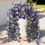 Artificial Fake Hanging Flowers Plants for Outdoor Spring Decoration,2 PCS Faux Silk Daisy with Eucalyptus Leaves,UV Resistant Look Real for Outside Home Indoor Planter Porch Patio Balcony Yard Decor