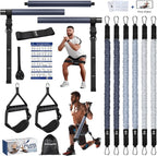 Upgraded Pilates Bar Kit with Resistance Bands Natural Latex for Women & Men, Heavy-Duty Stainless Steel Multifunctional Yoga Pilates Stick for Home Gym Exercise Fitness Equipment Full-Body Workouts
