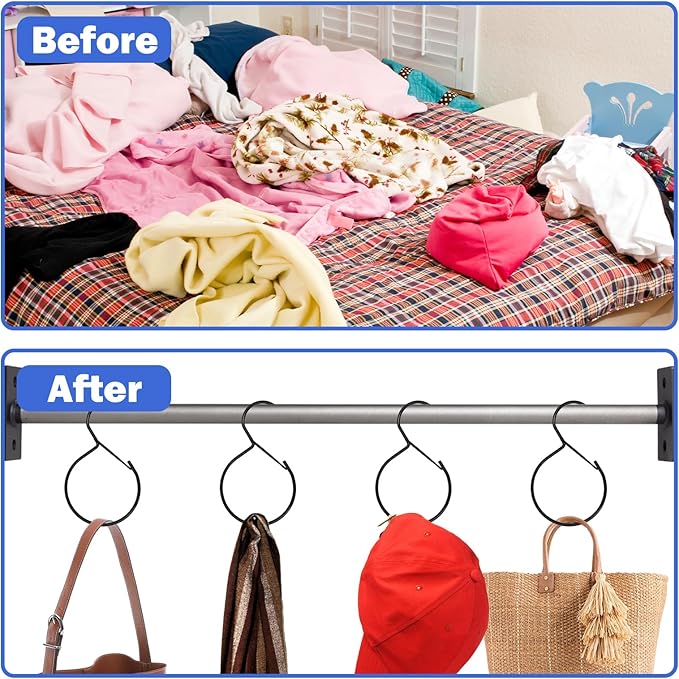 4Pcs Multipurpose Closet Hangers, Belt & Scarf Wardrobe Organizer with Hook, Space Saving Hanging System for Baseball Hats, Scarfs, Ties, Maximum 15lbs Load
