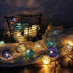 Patelai 36 Pcs Wicker Rattan Balls Decorative Balls for Vase Centerpiece Bowls Orbs Filler for Home Decor,4 Sizes(Dark Blue, Sky Blue, Gray, White,2.8'',2.4'',2'',1.6'')