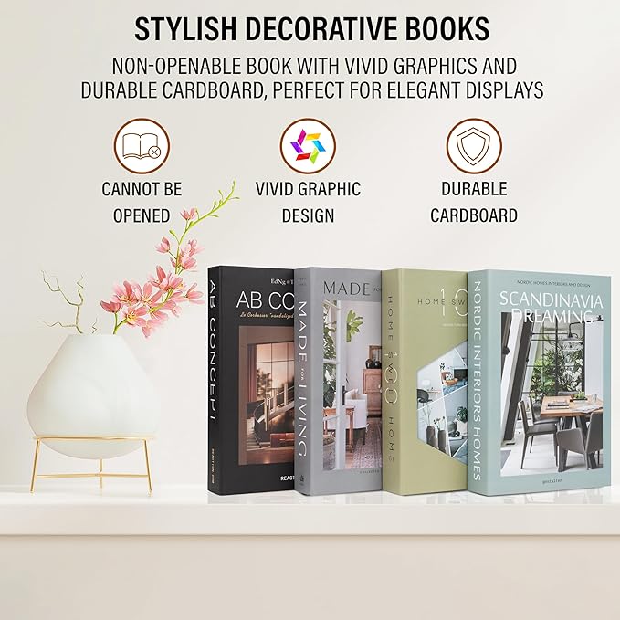 PROBENEX Olive Large | 4 PCS Faux Decorative Books for Home Decor | Not Real Books (Cardboard Boxes) | Coffee Table, Shelf Styling & Modern Aesthetic Accent Pieces for Living Room, Office