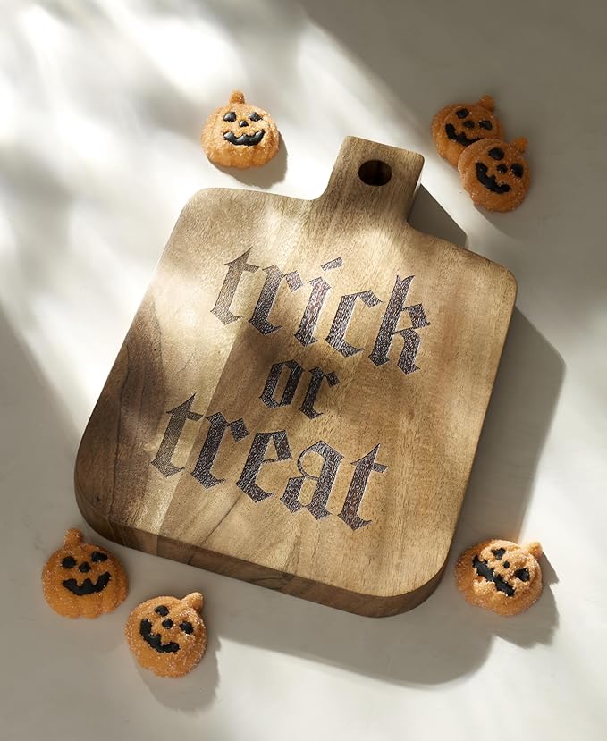 Oneida Serveware, Trick-or-Treat Cheese Board, Made of Acacia Wood, Cheese Server, Halloween Decor Indoor, Perfect For Halloween Party, Fall Decor for Home, Hand Wash Only (1 Piece, 9.6 x 6.8-inch)
