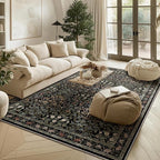 Traditional Design Vintage Floral Area Rug 5 x 7,Washable Area Rugs - Perfect for Living Room, Bedroom, Pet & Child Friendly, Nursery - Stain & Water Resistant Non-Slip, Dining Room Decor