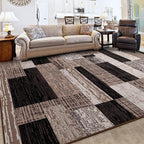 FlyDOIT Modern Geometric Patchwork Area Rug, 5x8 Chocolate Large Rugs for Living Room, Rockwood Collection Indoor Rugs for Bedroom, Throw Carpet Floor Decor for Entryway Dining Room Office Nursery