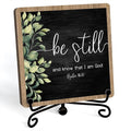 Inspirational Christian Desk Decor, Be Still And Know That I Am God Sign, Desk Decorations For Office Home Living Room Bathroom, Eucalyptus Shelf Decor, Wooden Plaque With Stand (02)