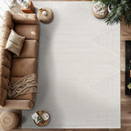 Modern Micro Loop Indoor Area Rugs for Living Room Bedroom Kitchen Geometric Triangle White 5x7 Luxury Durable Low and High Pile Non-Shedding Stain Resistant Soft Area Carpet 5 x 7
