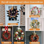 PECULA 4 Pack 14” Wreath Hangers for Front Door, Wreath Door Hanger 40lb Load-Bearing, Metal Wreath Hanger for Welcome Sign, Door Wreath Hanger for Halloween, Easter, Christmas Decorations (White)